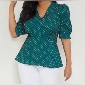 Eloquii Puff Sleeve Peplum Top